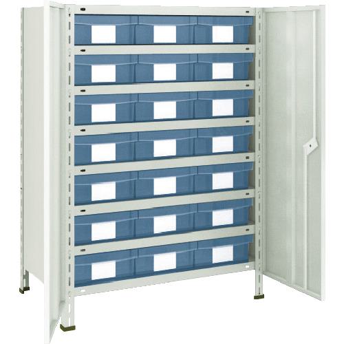 ■TRUSCO スチールラック 軽量棚扉付 875X300X1200樹脂引出透明大X21 ネオグレー〔品番:43VT808D7〕【5042721:0】[直送DS][店頭受取不可]