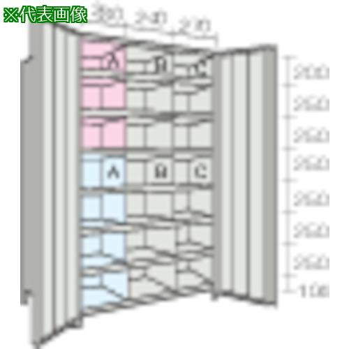 ■TRUSCO スチールラック 軽量棚両開扉・仕切付 875X533X1800 3列7段 ネオグレー〔品番:63XT38〕【5043077:0】[直送DS][店頭受取不可]