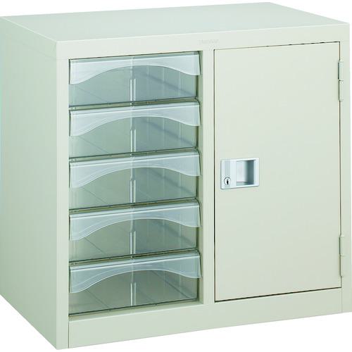 ■TRUSCO レターケース A4型・扉棚付コンビ 深型引出し5個〔品番:A4W205K〕【5046653:0】[店頭受取不可]