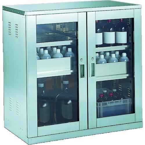 ■TRUSCO 耐震薬品庫 ガラス両開型 棚スライド式 900X500XH900〔品番:SW〕【5055580:0】[直送DS][店頭受取不可]