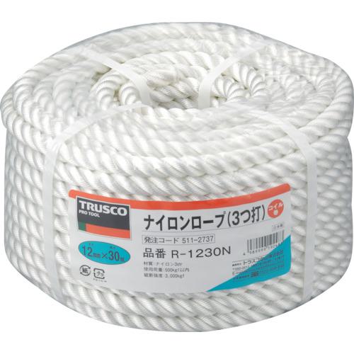 ■TRUSCO ナイロンロープ 3つ打 線径12mmX長さ30m〔品番:R1230N〕【5112737:0】[店頭受取不可]
