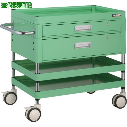 ■【在庫限り】TRUSCO ツールワゴン ファルコンワゴン750X500 引出付 ゴム車輪 ヤンググリーン色〔品番:FAW773VZYG〕【5454579:0】[店頭受取不可]