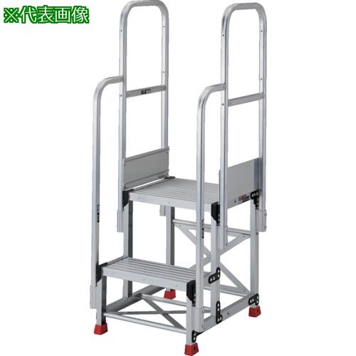 ■TRUSCO アルミ製作業用踏台 2段 高さ0.5m 天板寸法500×400 段高250mm 階段両手すり付き〔品番:TSF255TR250〕【5517334:0】[店頭受取不可]