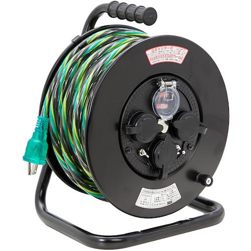 ■TRUSCO 光るドラムリール 防雨防塵型100V 温度センサー付 アース付 過負荷漏電保護兼用ブレーカー付 30m〔品番:TRHDL30M〕【5631860:0】[店頭受取不可]