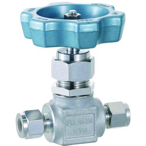 ■Fujikin SUS鋼製ニードルストップバルブUS9278〔品番:US927P8RV〕【6093423:0】[店頭受取不可]