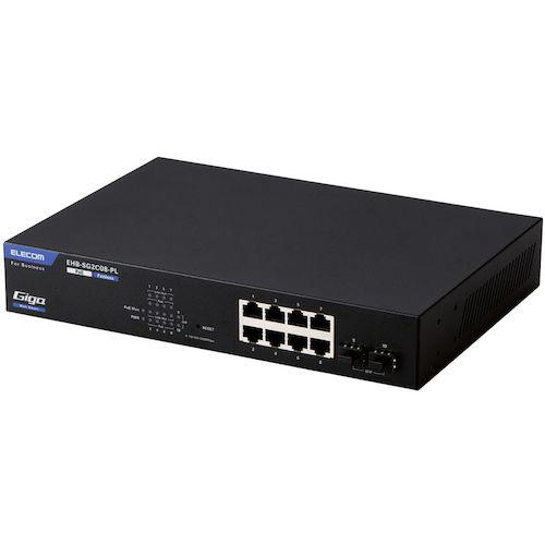 ■ELECOM 法人向けスイッチングハブ WEBスマート Giga PoE 8ポート 3年保証〔品番:EHBSG2C08PL〕【6123589:0】[店頭受取不可]