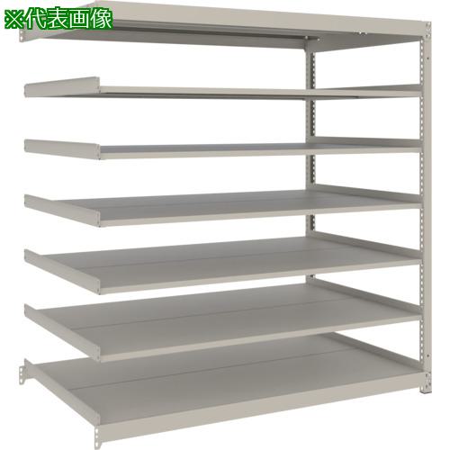 ■TRUSCO スチールラック 薄板ラック(棚板分割タイプ、耐荷重100Kg)1800×875×H1500 7段連結 ネオグレー〔品番:UL5697B〕【6629787:0】[店頭受取不可]