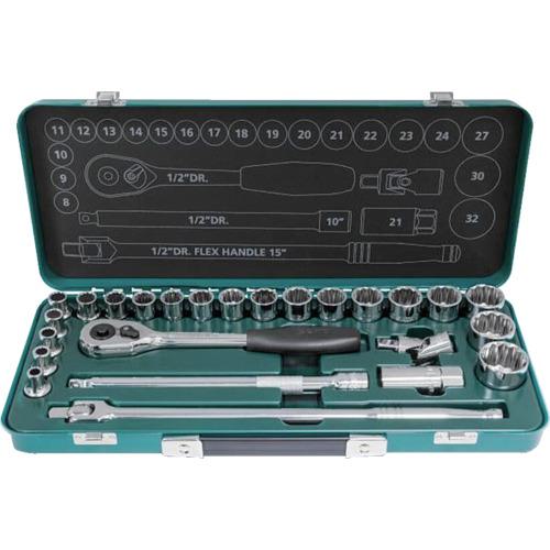 ■SATA 12角ソケットレンチセット 差込角12.7mm(25点)〔品番:ST09092ME12〕【6793522:0】[店頭受取不可]