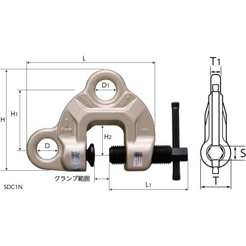 ■スーパー スクリューカムクランプ(ダブル・アイ型)容量:1.5ton クランプ範囲10~50mm(RFIDチップ搭載/S・M・A・Я・T管理アプリ対応)〔品番:SDC1.5WNRF〕【6835613:0】[店頭受取不可]_1