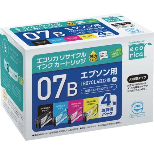 ■ecorica IB07CL4B 互換リサイクルインクカートリッジ 4色〔品番:ECIEIB07B4P〕【6865561:0】[店頭受取不可]