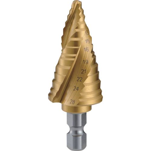 ■TRUSCO ステップドリル 3枚刃チタンコーティング 5~28mm 段数11〔品番:3SNMS28GA〕【6876898:0】[店頭受取不可]