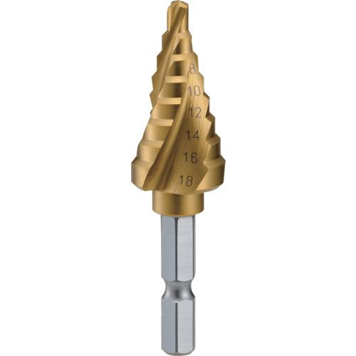 ■TRUSCO 六角軸ステップドリル 3枚刃チタンコーティング 5~22mm〔品番:3SNMS22GA〕【6876905:0】[店頭受取不可]