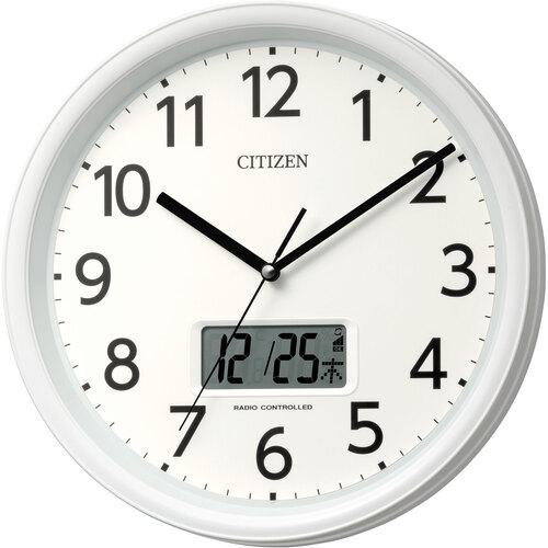 ■シチズン 電波時計 壁掛け時計 温湿度計付き カレンダー付 連続秒針 白 Φ300×51mm〔品番:8FYA05003〕【6892330:0】[店頭受取不可]