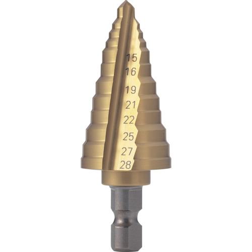 ■TRUSCO 電気設備用ステップドリル 2枚刃チタンコーティング 15~28mm〔品番:NMS28EGA〕【6894099:0】[店頭受取不可]