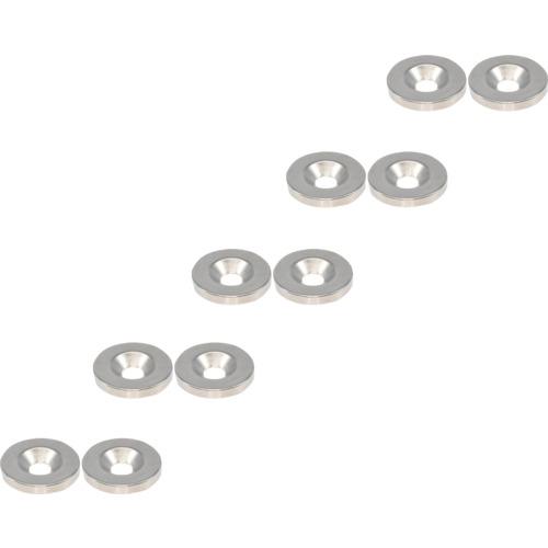 ■TRUSCO まとめ買い ネオジム丸形磁石 皿ねじ穴付 外径25mmX4mm M6 10個入〔品番:T25R04M610P〕【6929760:0】[店頭受取不可]