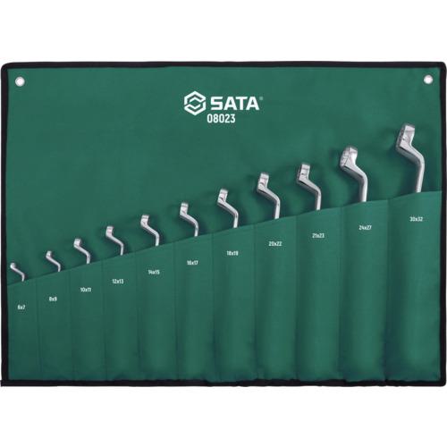 ■SATA 両口めがねレンチセット(11点)70°〔品番:08023〕【6957714:0】[店頭受取不可]