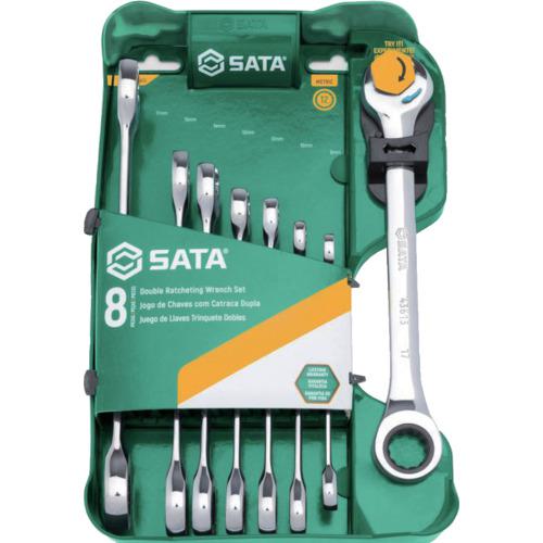 ■SATA コンビネーションラチェットクイックレンチセット(8点)〔品番:08007A〕【6957737:0】[店頭受取不可]