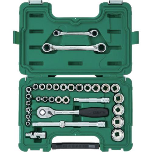 ■SATA 6角ソケットレンチセット 差込角12.7mm(33点)〔品番:09099〕【6958201:0】[店頭受取不可]