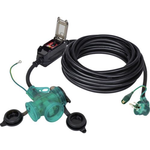 ■NICHIDO 防雨Lヘナポッキン延長ブレーカ10m 過負荷漏電保護兼用〔品番:PBWLEK10TS〕【6987780:0】[店頭受取不可]