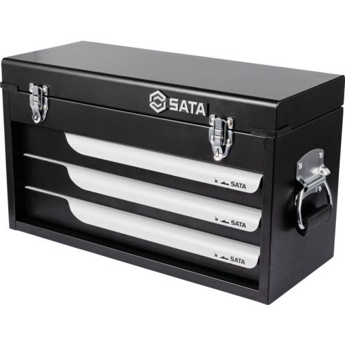 ■SATA スチールツールチェスト 520×305×220mm(黒)〔品番:195134〕【6999647:0】[店頭受取不可]