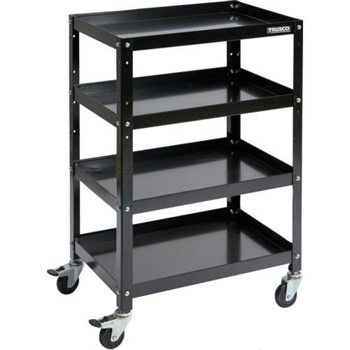 ■TRUSCO ツールワゴン ラビットワゴン 600×400 ゴム車輪 ブラック〔品番:RBW964BK〕【7015415:0】[店頭受取不可]