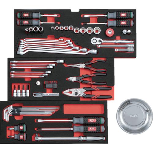 □KTC 工具セット チェストタイプ 66点 レッド〔品番:SK3662XR