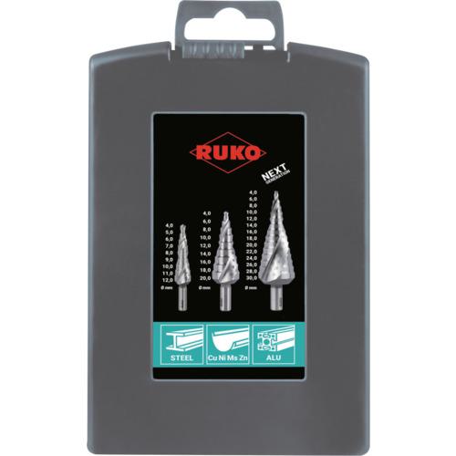 ■RUKO 2枚刃スパイラルステップドリルセット 3本組 ハイス〔品番:101026RO〕【7058014:0】[店頭受取不可]_1