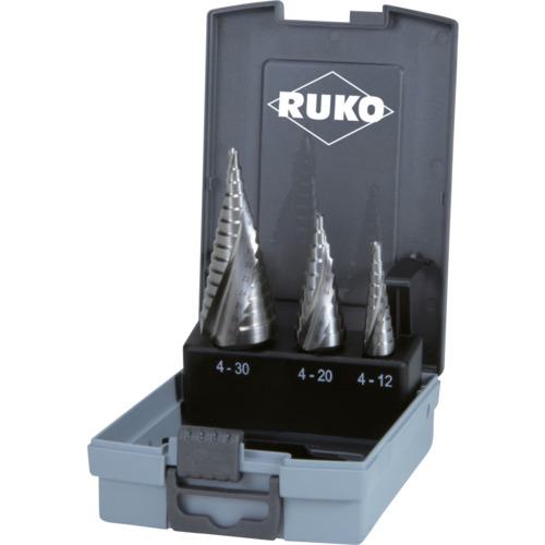 ■RUKO 2枚刃スパイラルステップドリルセット 3本組 ハイス〔品番:101026RO〕【7058014:0】[店頭受取不可]