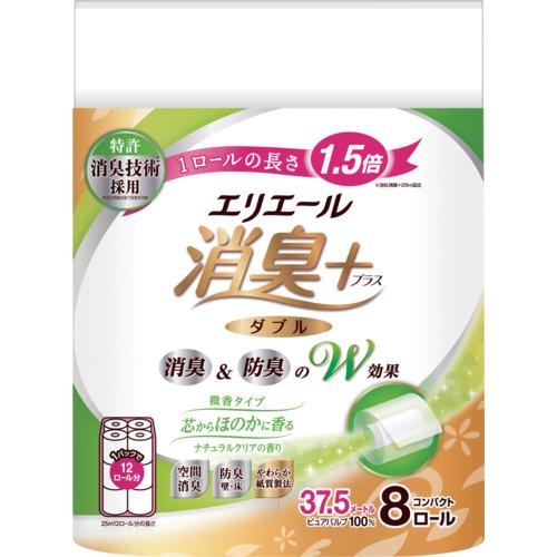 ■エリエール 消臭+トイレットティシュー しっかり香る ナチュラルクリアの香りコンパクト8R ダブル〔品番:21001831〕【7085452:0】[店頭受取不可] 6,257円