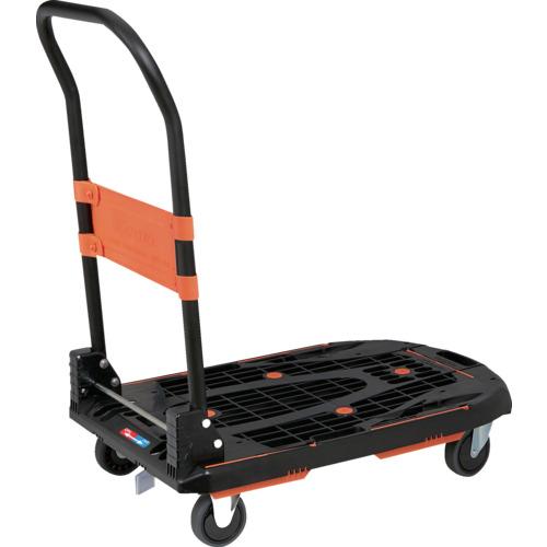 ■TRUSCO 樹脂台車 カルティオ 780X490 折畳 ブラック 樹脂ストッパー(金属ピン仕様)付〔品番:MPK780BKAJS〕【7108616:0】[店頭受取不可]