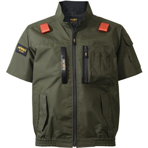 ■クロダルマ AVIREX[[R上]]-WORK- ワーク半袖ブルゾン ODグリーン LL〔品番:AV413801LL〕【7240268:0】[店頭受取不可] 6,369円