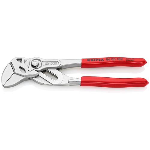 ■KNIPEX プライヤーレンチ ソフトプラスチックハンドル クロムメッキ 180mm(SB展示販売パッケージ仕様)〔品番:8603180SB〕【7668279:0】[店頭受取不可]