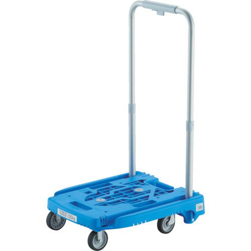 ■TRUSCO 樹脂台車 カルティオミニ weego 省音G車輪 ブルー ストッパー付〔品番:WP2GBJS〕【8187000:0】[店頭受取不可] 台車・リヤカー