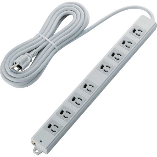 ■ELECOM RoHS対応 工事用 8個口 3ピン 抜け止めタップ 雷サージ防止 5m〔品番:TWRMK3850LGRS〕【8218754:0】[店頭受取不可]