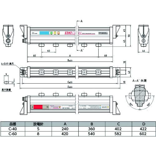 ベッセル 静電気除去ACパルス・クリーンバー C40 □VESSEL 静電気除去ACパルス・クリーンバー No.C-40〔品番:C40