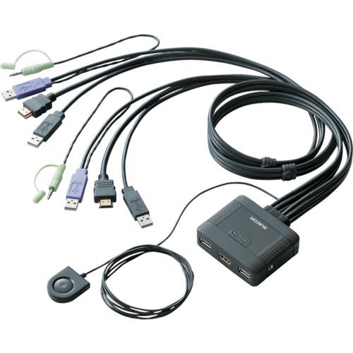 ■ELECOM パソコン切替器 HDMI対応 2台切替〔品番:KVMHDHDU2〕【8288639:0】[店頭受取不可]