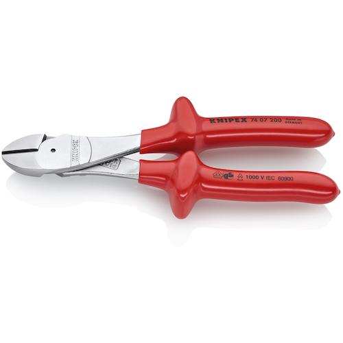 ■KNIPEX 絶縁強力型ニッパー 200mm 1000V絶縁ハンドル〔品番:7407200〕【8356485:0】[店頭受取不可]