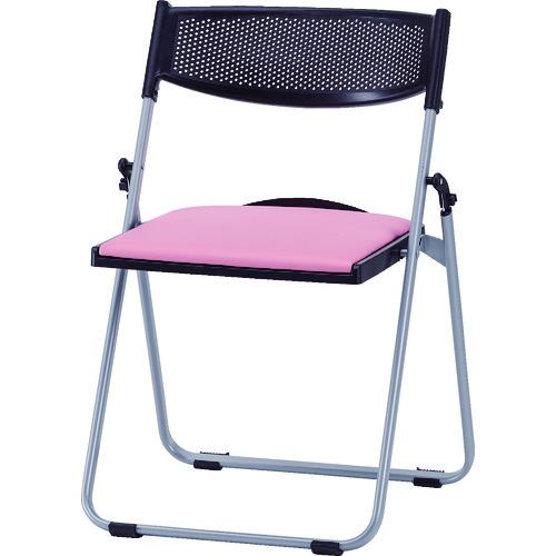 ■TOKIO アルミパイプ椅子 座面パッド付折りたたみチェア パステルピンク〔品番:NFA700PP〕【8358499:0】[直送DS][店頭受取不可]