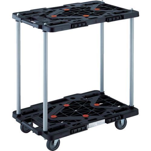 ■TRUSCO 樹脂製台車 2段式ルートバン 600X400 ハンドル無 黒〔品番:MPK6020BK〕【8549263:0】[直送DS][店頭受取不可]