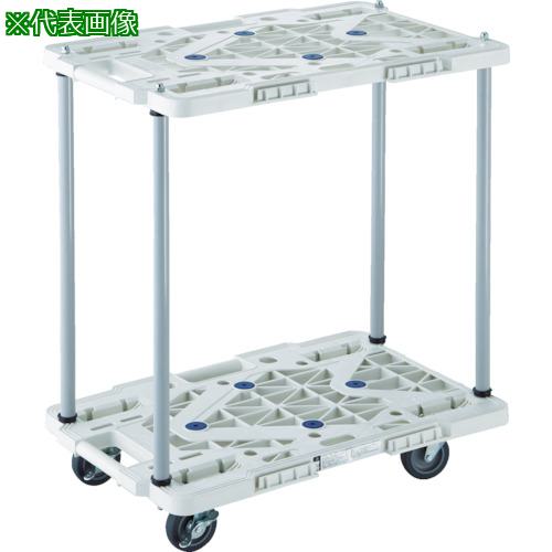 ■TRUSCO 樹脂製台車 2段式ルートバン 600X400 ハンドル無 4輪自在 ストッパー付 黒〔品番:MPK6020JSBK〕【8549265:0】[直送DS][店頭受取不可]