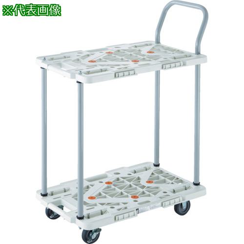 ■TRUSCO 樹脂製台車 2段式ルートバン 600X400 ハンドル付 4輪自在 ストッパー付 黒〔品番:MPK6024JSBK〕【8549273:0】[直送DS][店頭受取不可]