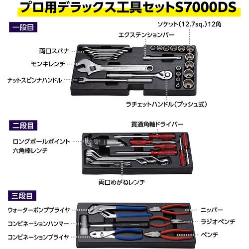□スーパー プロ用デラックス工具セット(2段引き出し)〔品番:S7000DS