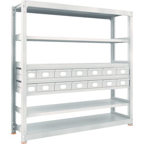 ■TRUSCO スチール製中量ボルトレス棚 M3型 スチール引出付 W1800×D471×H1800 小×2・大×12〔品番:M36657A2B12〕【8596097:0】[直送DS][店頭受取不可]