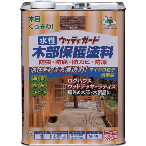 ■ニッぺ 水溶性ウッディガード 3.2L チーク HW208-3.2〔品番:4976124532863〕【8599092:0】[店先受け取り証書不可]