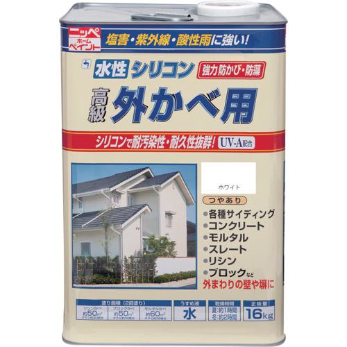 ■ニッぺ 水性シリコン外かべ用 16kg ホワイト HWB101-16〔品番:4976124145117〕【8599115:0】[店頭受取不可]