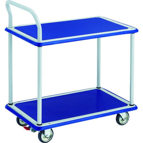 ■TRUSCO プレス製運搬車 台車 ドンキーカート 2段式片袖タイプ740×480 ストッパー付〔品番:104NS〕【8688596:0】[直送DS][店頭受取不可]
