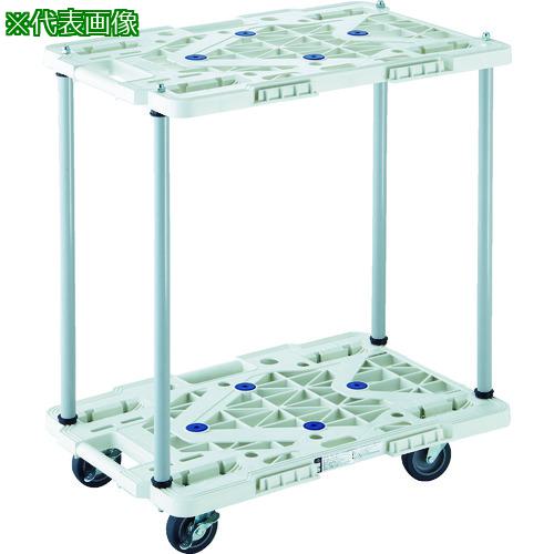 ■TRUSCO 樹脂製台車 2段式ルートバン 600X400 ハンドル無 4輪自在 青〔品番:MPK6020JB〕【8688612:0】[直送DS][店頭受取不可]
