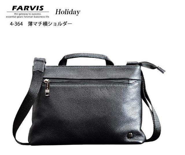 ショルダーバッグ 牛革 薄マチ横ショルダー FARVIS Holiday 4-364 シック シボ感 落ち着きのある高級バッグ  メンズ かばん カバン 鞄 プレゼント ギフト 父の日 誕生日 冠婚葬祭 送料無料の通販は 8,663円
