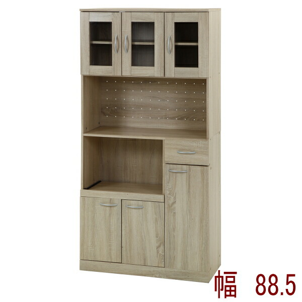 ハイキッチンボード 70685 ホワイトオーク 食器棚 キッチンボード キッチン 収納 レンジ台 おしゃれ 引っ越し 送料無料の通販は 21,675円