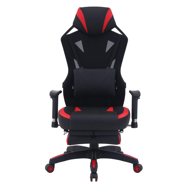 メッシュゲーミングチェア レイズ フットレスト付き レッド 19429